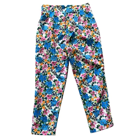 ZARA Pants Women’s L Floral Pleated High Waisted Ankle LIKE NEW! - Picture 3 of 7